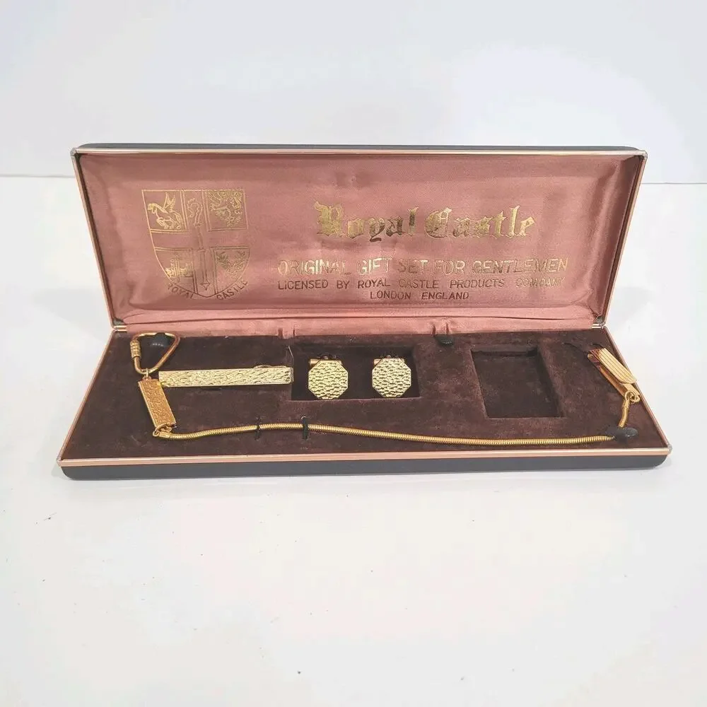 Windsor Royal Castle Original Gift Set for Gentlemen Cufflinks Tie Clip Bar Box